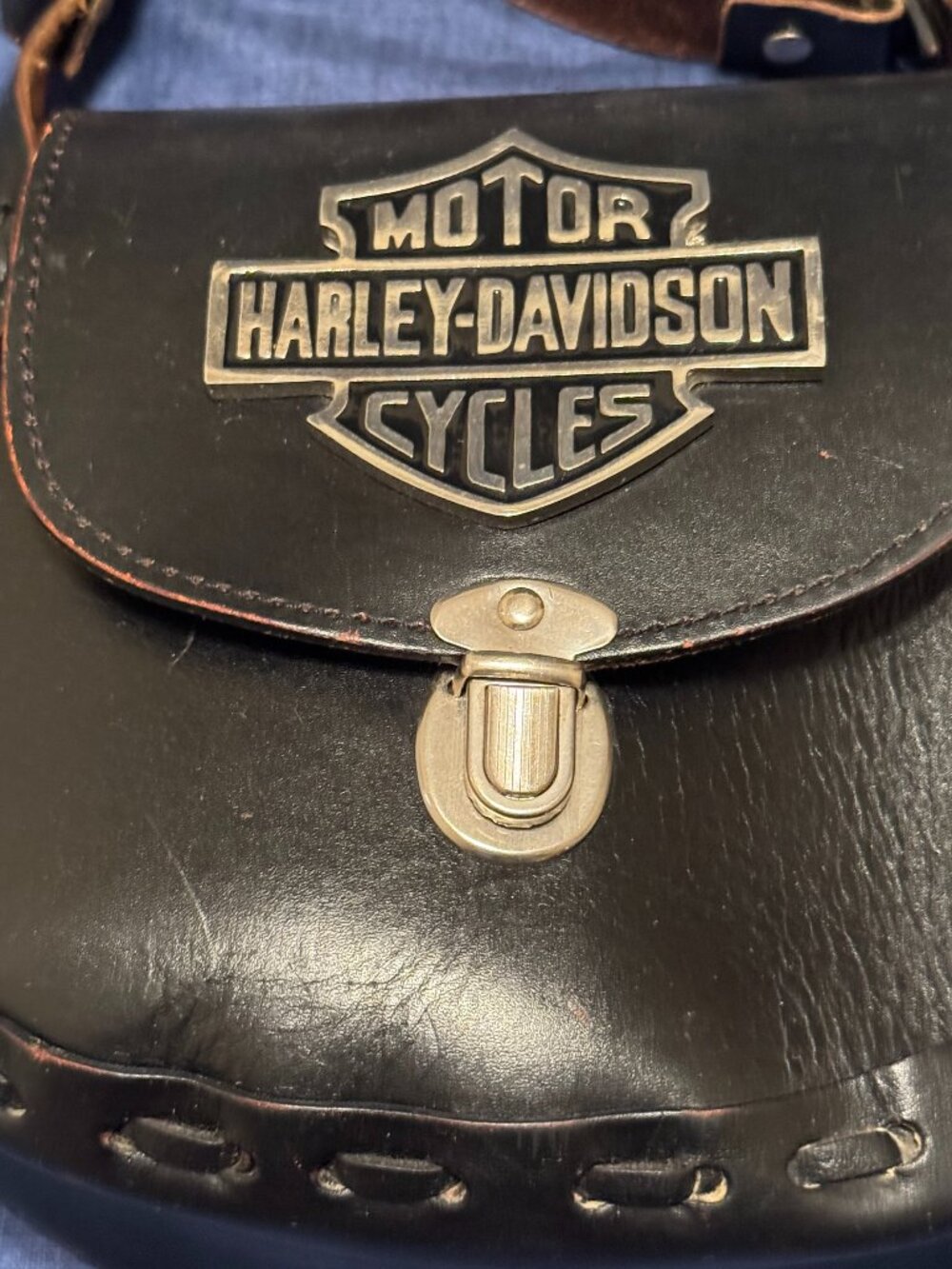 Vintage Harley-Davidson Black Leather Saddlebag Purse, Great Condition!